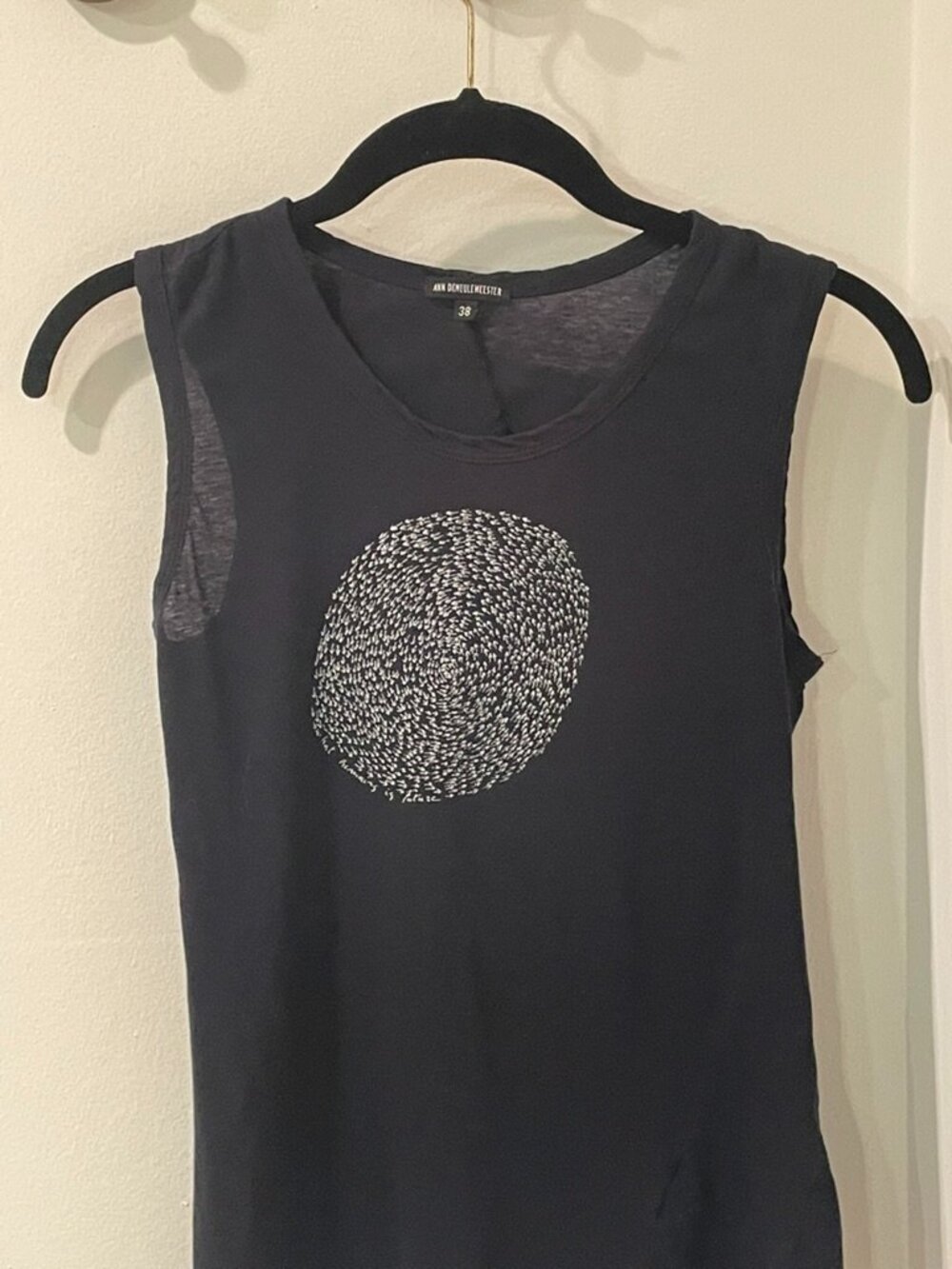 Ann Demeulemeester WHAT REMAINS IS FUTURE Bird Circle Tank Black 38